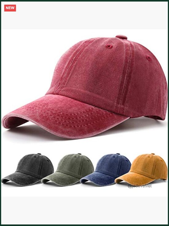 5 Vintage Washed Cotton Baseball Caps Low Profile Unstructured Dad Hat